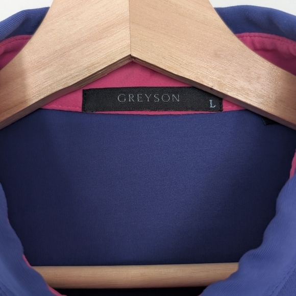 Greyson Polo Shirt Mens Large Relaxed Purple/Blue Collared Golf Rugby Casual Top - Picture 3 of 8